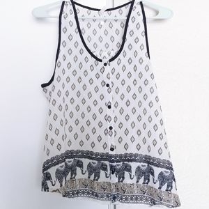 Live 4 Truth Elephant Themed Sheer Blouse Tank Top